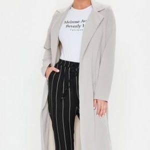 🌸 Missguided Grey Trench Duster Coat. Size 6